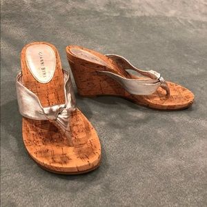 Gianni Bini Silver Wedge Sandals